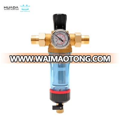 Brass backwash water filter with Pressure Gauge